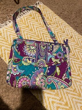 EUC VB Quilted Floral Paisley Bag in Teal & Purple